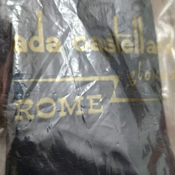Vtg 1950s NOS Black/Navy Leather Ada Castellani Gloves Small Size Original Bag - Picture 5 of 13